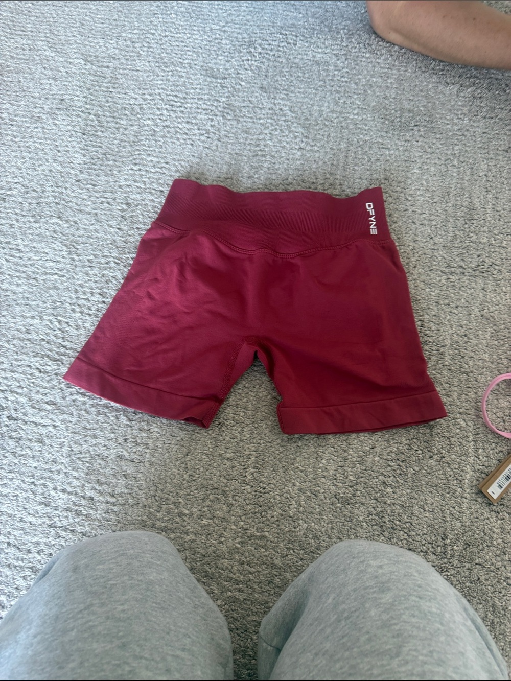 Deep Maroon Athletic Bike Shorts with High Waistband